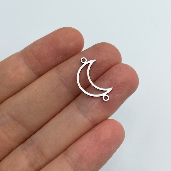10pcs Stainless Steel Moon Connector, Moon Charm Pendant, Steel Connectors, Steel Earring Charms, Laser Cut Jewelry Making Supplies STL-3527