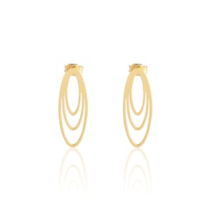 Gold Plated Oval Earrings, Gold Stud Earrings, Brass Oval Stud Earring, Brass Earring Posts, Geometric Earrings, Jewelry Findings GLD-1640