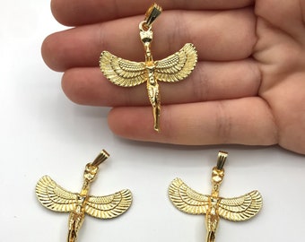 Orecchini Con Figura Di Iside Miniblings Ciondolo Egitto Dea Egizia Oro - Foto 2