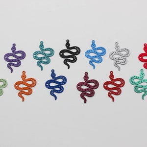 2pcs Snake Charm, Painted Stainless Steel Snake Charm, Colored Steel Charms for Jewelry Making, Laser Cut Jewelry Making Supplies P-1184