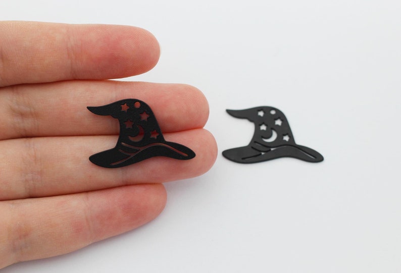 Black Witch Hat Charm, Wizard Hat Pendant, Halloween Charms, Witchy ...
