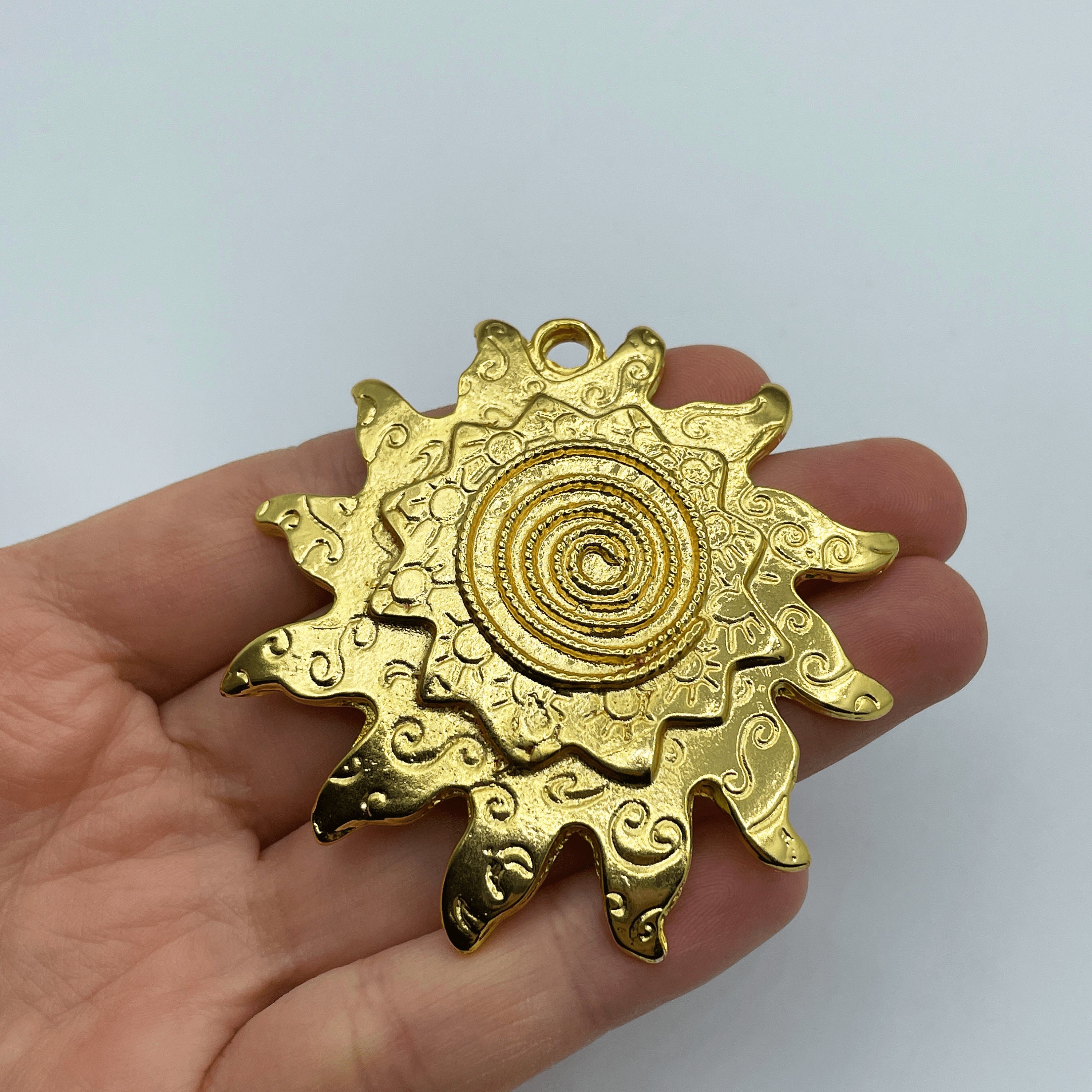 Gold Plated Large Sun Charm Gold Sun 