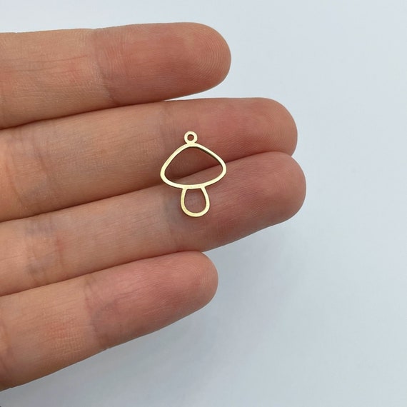 10pcs Raw Brass Connector, Mushroom Charm Pendant, Brass Connectors for Jewelry Making, Raw Brass Earring Charms, Jewelry Supplies RW-1532