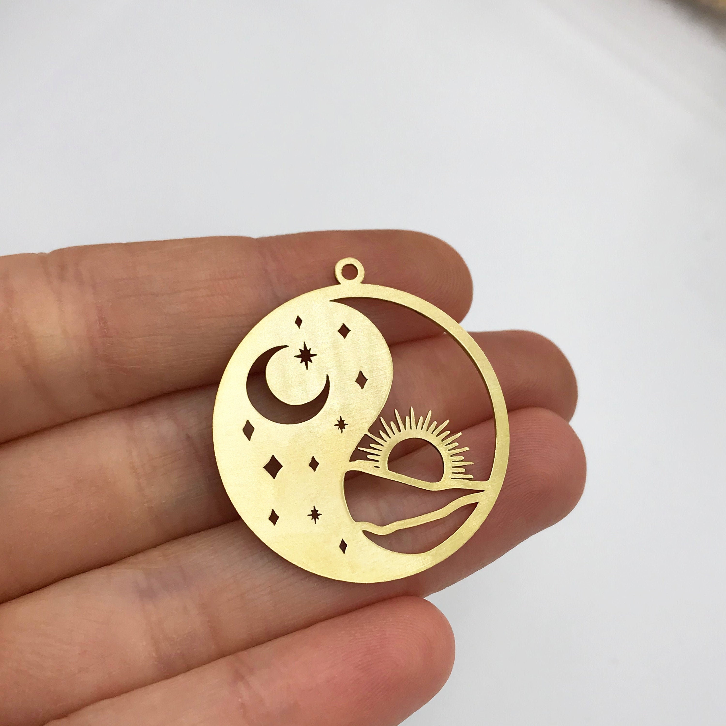 Small Round Sun and Moon Charm Pendants Jewelry making Witchy Charms