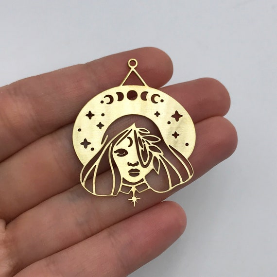 2pcs Raw Brass Witch Charm, Witch Pendant, Girl Charm, Moon Phase Celestial  Charms, Witchy Charms, Laser Cut Jewelry Supplies RW-1357