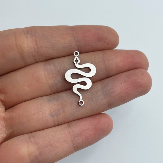 6pcs Stainless Steel Snake Charm, Steel Charms, Snake Pendant, Earring Charms, Serpent Charm, Laser Cut Jewelry Making Supplies STL-3582