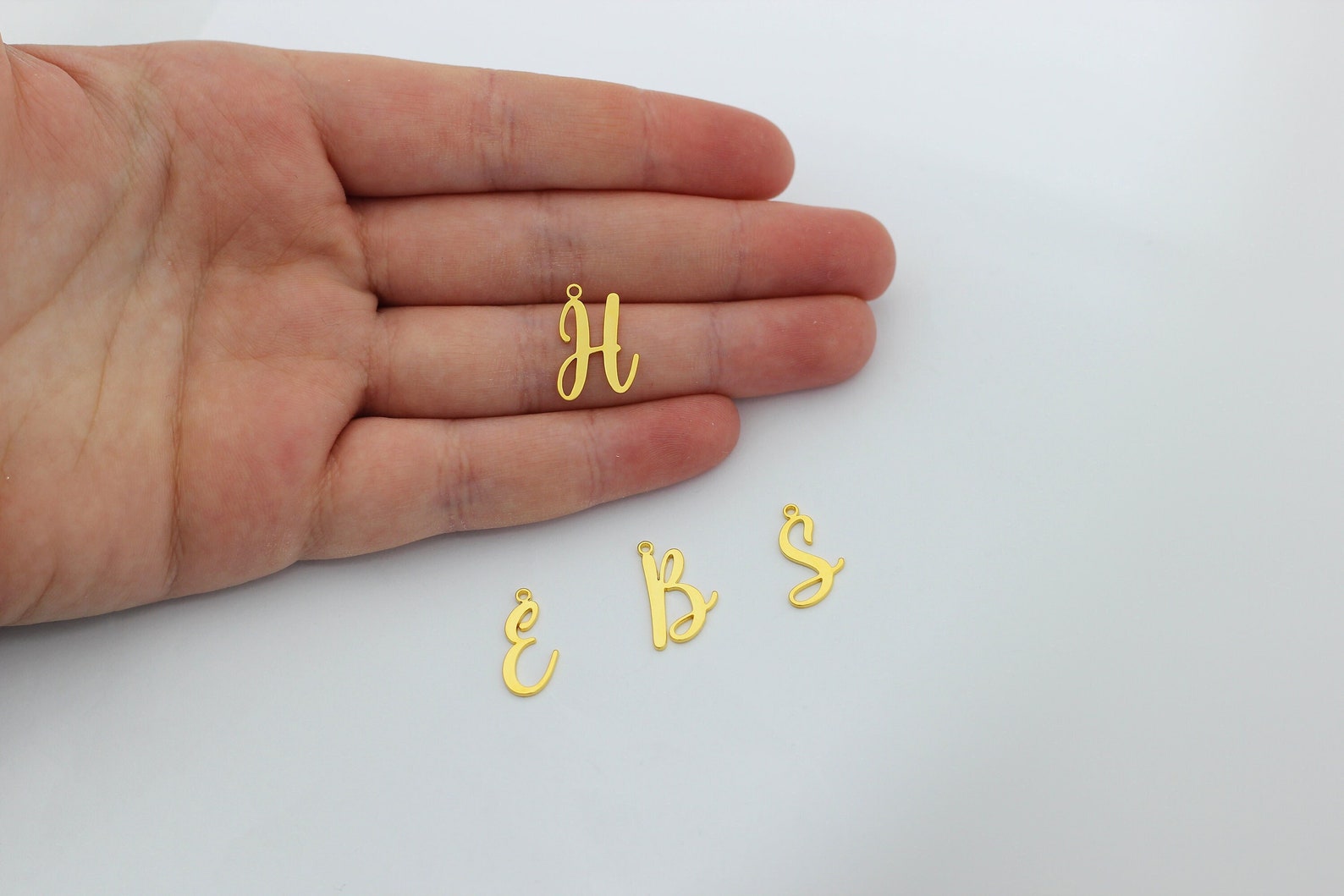 24K Shiny Gold Plated Initial Charm, Personalized Initial Letters Charm ...