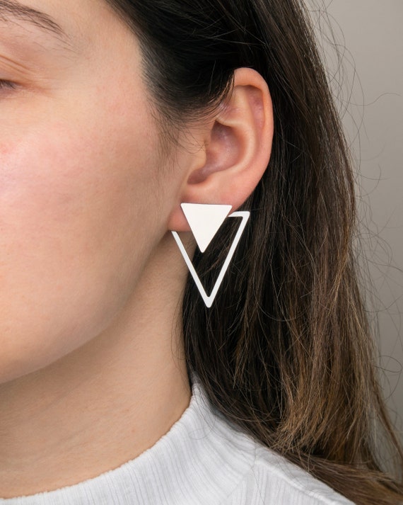 ピアス Triangle Stud Earrings #3193 Geometric Triangle Stud Earrings for Men,Stainless Steel