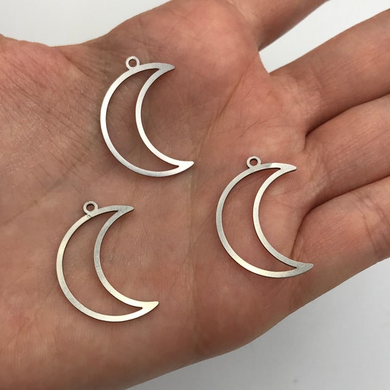 6pcs Stainless Steel Crescent Moon Connector Charm, Abstract