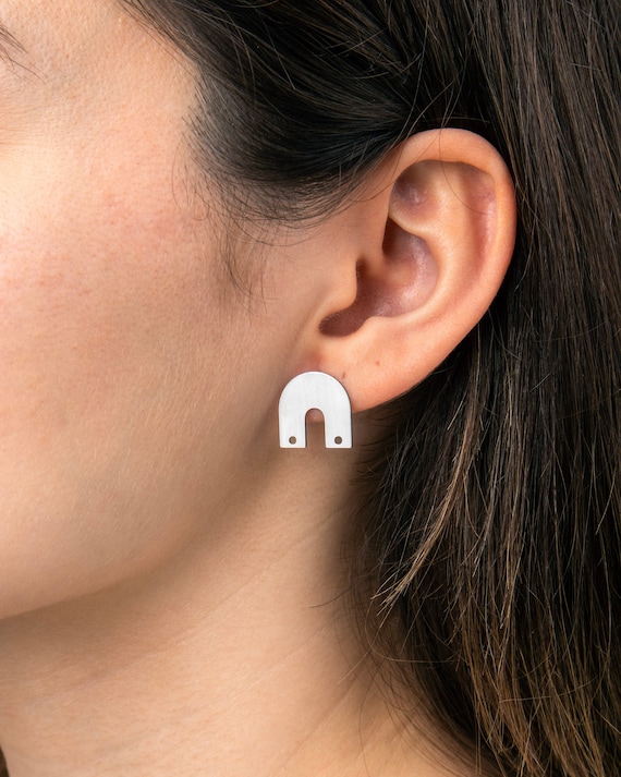 6pcs Stainless Steel Stud Earrings, Geometric U Shape Earring Stud, Geometric U Shape Connector 2 Holes, Jewelry Making Supplies STL-3758
