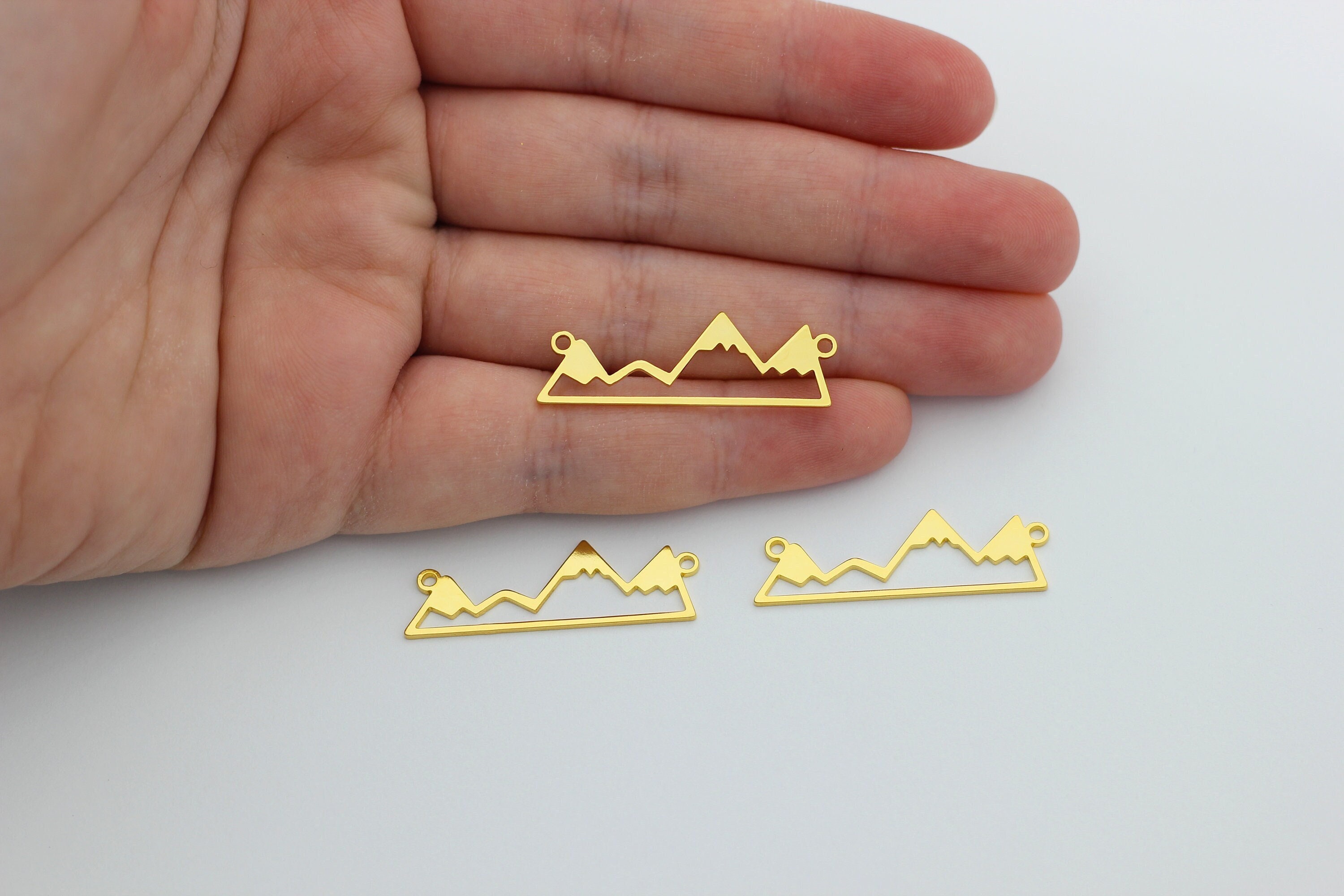 24K 金メッキ マウンテンネックレスコネクタ、マウンテンチャーム 