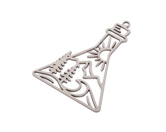 2pcs Stainless Steel Bottle Charm, Sun Moon Mountain Trees Landscape Charm, Brass Earring Charms, DIY Jewelry Making Supplies STL-3945
