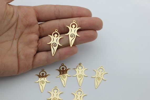 24K Gold Plated Fertility Goddess Charm, Goddess Pendant, Moon