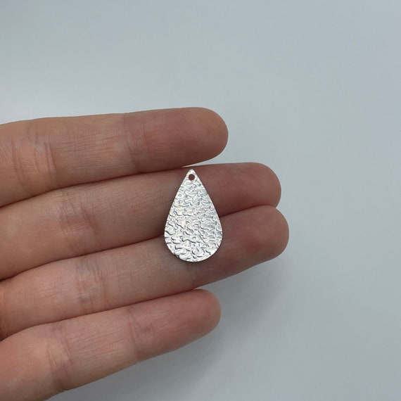 14x23mm 6pcs Steel Teardrop Charm, Hammered Stainless Steel Earring Charms,  Laser Cut Stainless Steel Jewelry Making Supplies HS-1777 