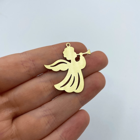 2pcs Raw Brass Angel Charm, Angel Pendant, Christmas Charms, Brass Charms for Jewelry Making, Christmas Ornaments, Jewelry Supplies RW-1406