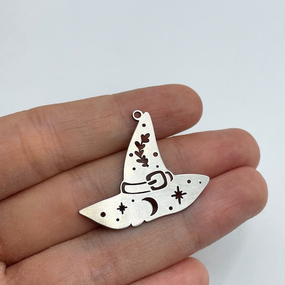 2pcs Stainless Steel Witch Hat Charm, Witch Hat Pendant, Cap Charm,  Halloween Charms, Witchy Charms, Laser Cut Jewelry Supplies STL-3361