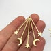 6pcs Raw Brass Crescent Moon and Stars Earring Charm Pendant, Geometric Moon Stars Connector, Laser Cut Celestial Earring Findings RW-1105 