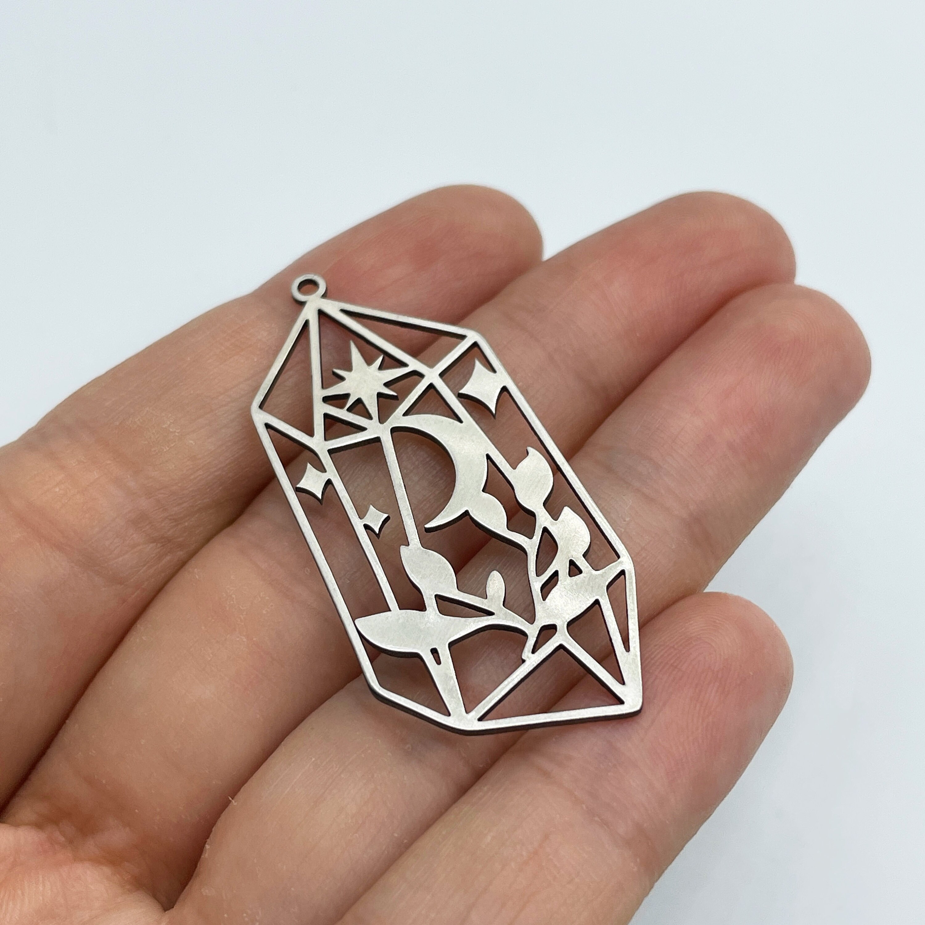 2pcs Stainless Steel Geometric Crystal Charm Magic Crystals Etsy