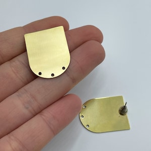 6pcs Raw Brass Earring Stud, Brass Blank Stud, D Shape Stud, Earring Posts, Brass Connector Earring Charm Laser Cut Jewelry Supplies RW-1456