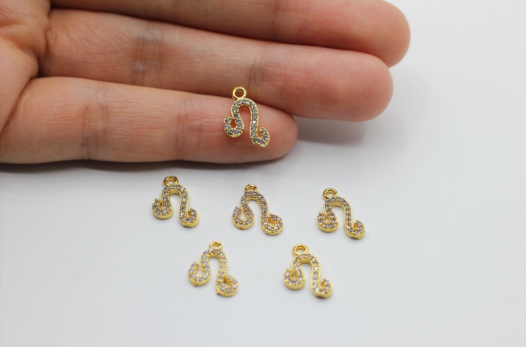 24k Shiny Gold Plated CZ Zodiac Signs Charms, Leo Charm, Astrology ...