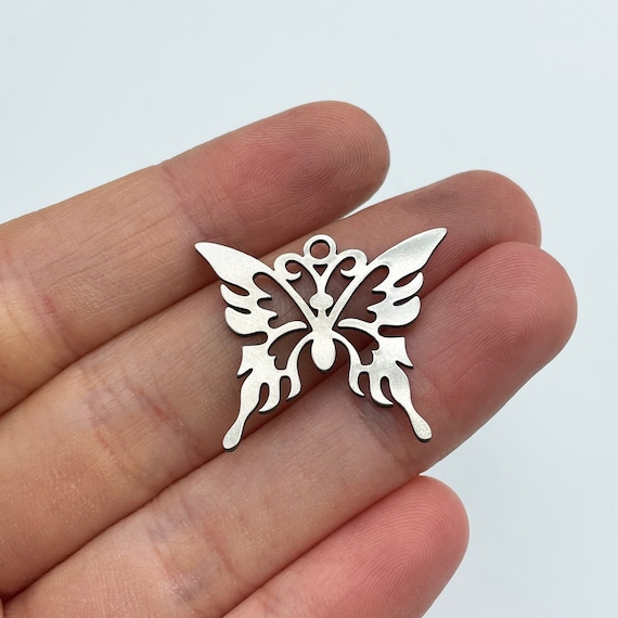 2pcs Stainless Steel Butterfly Charm 