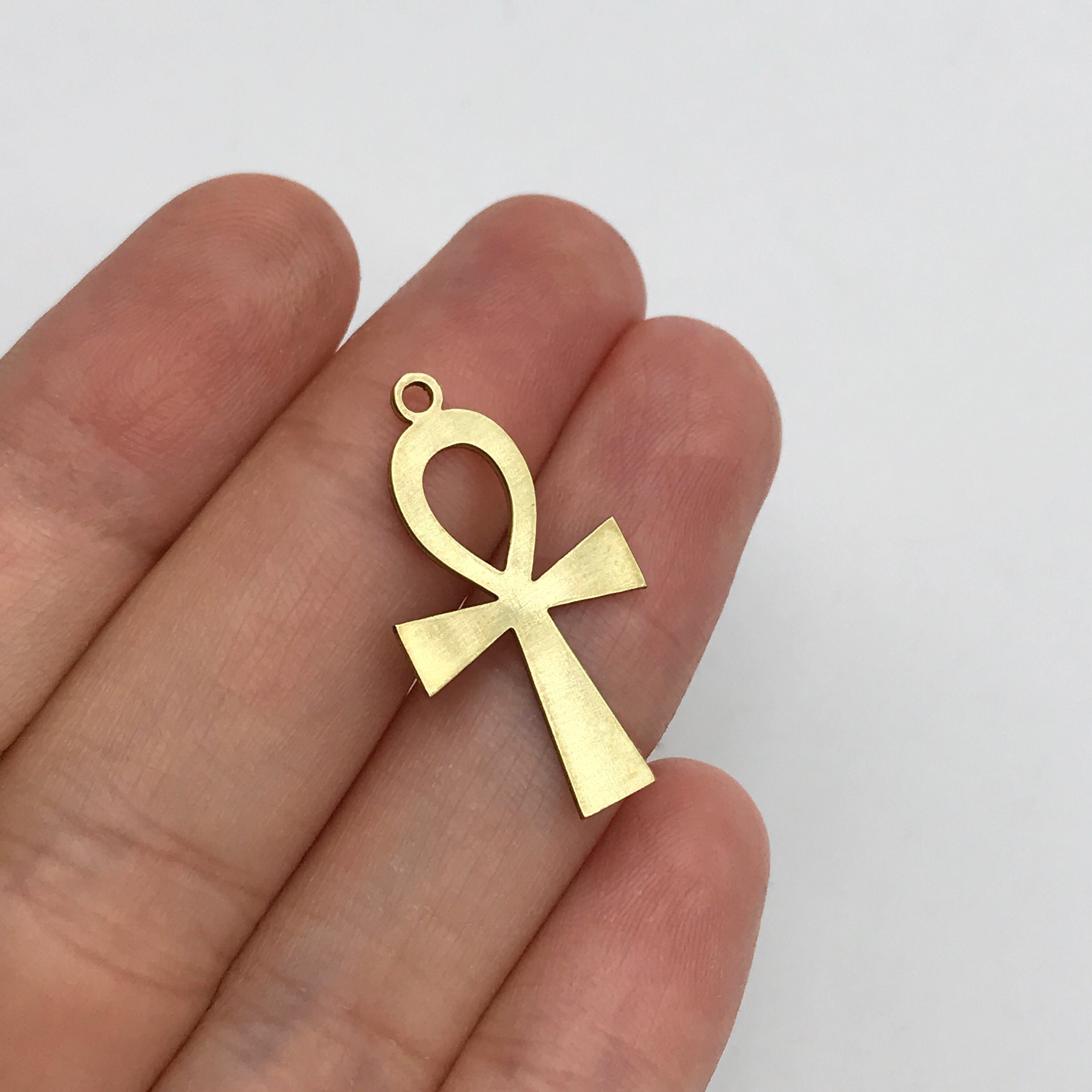 6pcs Raw Brass Ankh Charm Ankh Pendant Egyptian Cross Charm Ankh Cross Charms Brass Findings Laser Cut Jewelry Supplies RW 1366