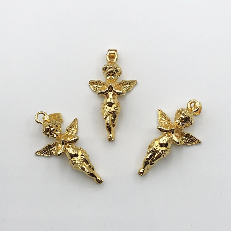 Gold Plated Baby Angel Pendant, Cherub Necklace Pendant, Angel Charm, Winged Baby Angel Pendant, Baby Guardian Angel Necklace MD-1003 image 2