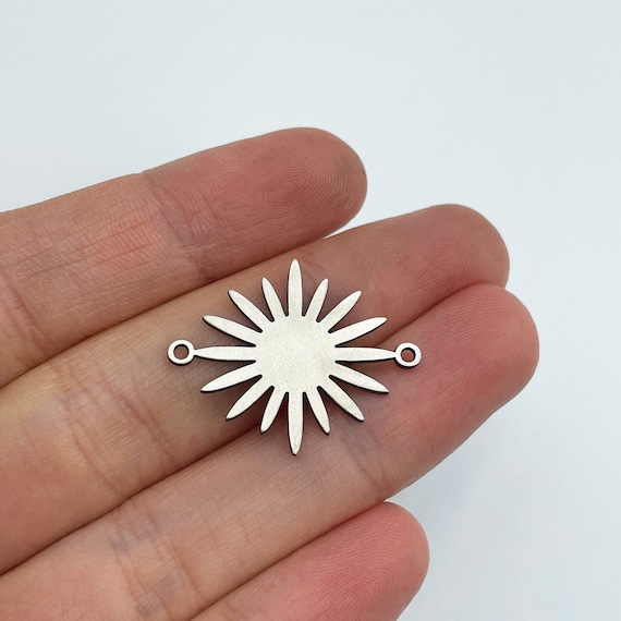 6pcs Stainless Steel Sun Connector, Sun Charm, Sun Pendant, 2 Holes Connector, Steel Earring Connectors, Laser Cut Jewelry Supplies STL-3384