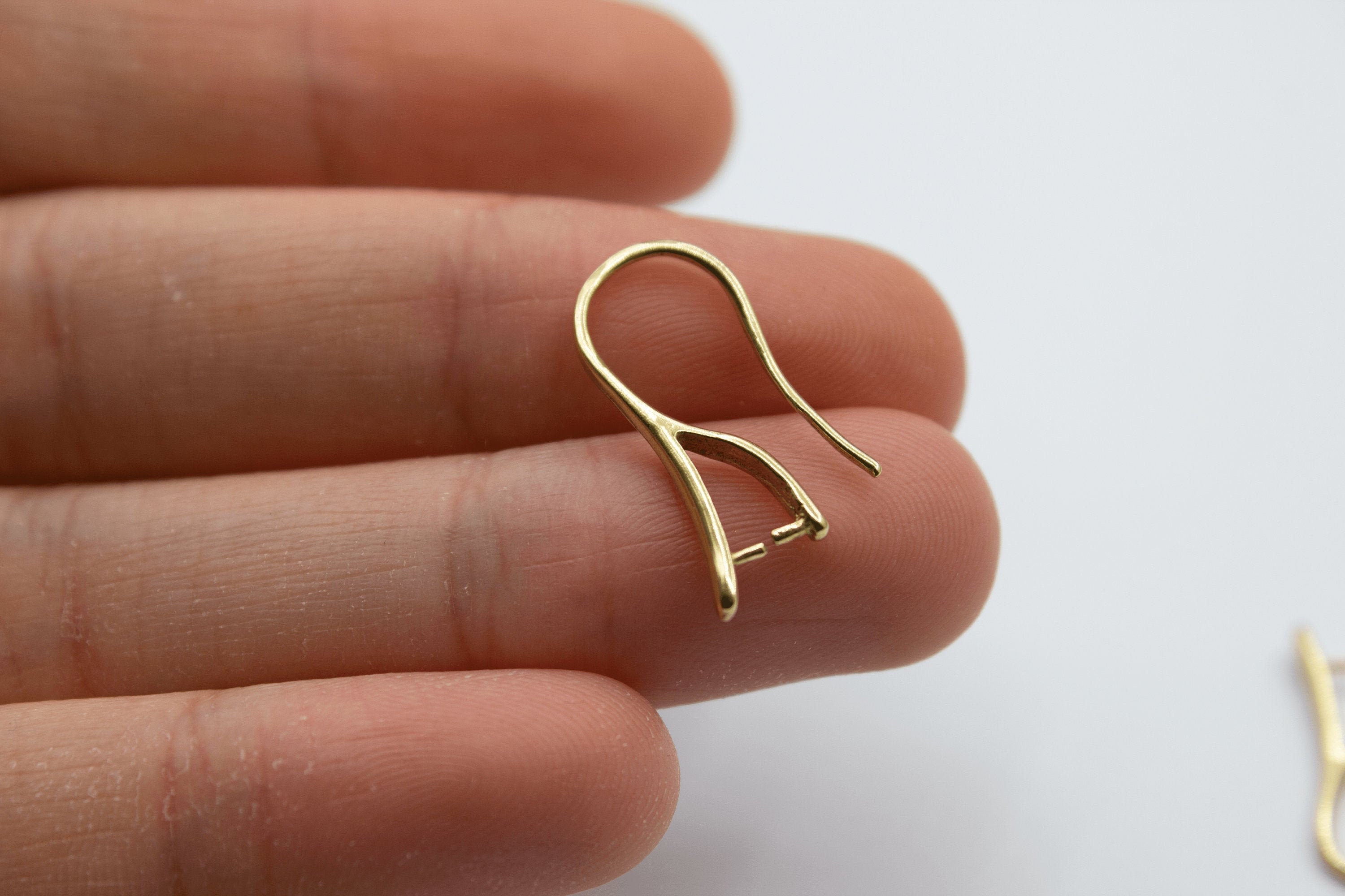 オーダー 1pair Raw Brass Ear Wires, Brass Ear Hooks, Earring Hooks