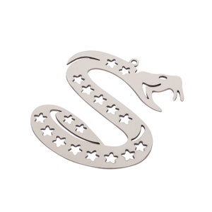 36x42x0.8mm Stainless Steel Snake Charm, Stars on Snake Earring Charm, Laser Cut Steel Jewelry Making Supplies Earring Charms STL-3920
