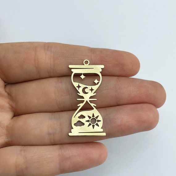 2pcs Raw Brass Hourglass Charm, Brass Pendants Jewelry Making, Raw Brass Earrings Charms Findings, Laser Cut Jewelry Making Supplies RW-1577