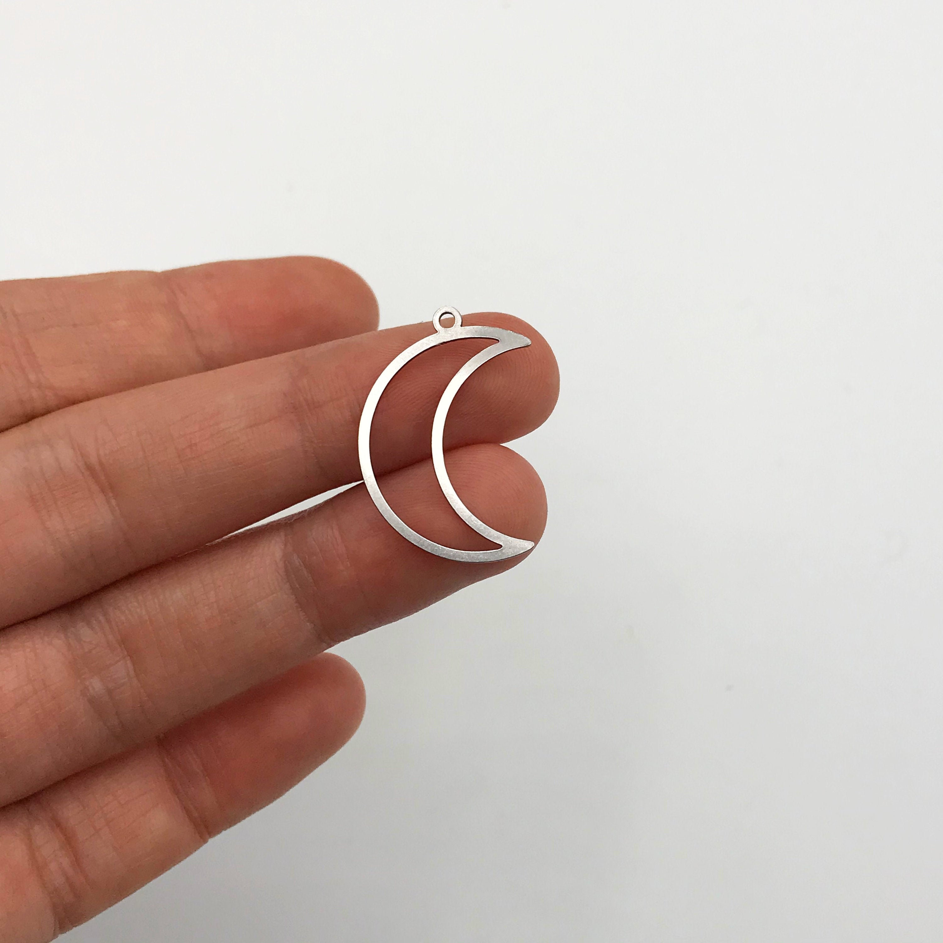 6pcs Stainless Steel Crescent Moon Connector Charm, Abstract