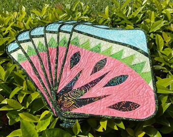Watermelon quilted placemats Quiltworx pattern set of 6