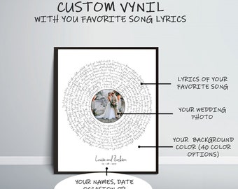 Custom Photo Vinyl Print, Personalized  wall Art, Anniversary Wedding Birthday Valentine's Gift, Gf Bf girlfriend, boyfriend fiancèe couple