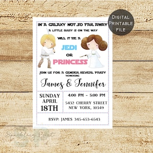 Star Wars Gender Reveal Invitations, Star Wars Gender Reveal Party Invitation, Star Wars Gender Reveal Invite, Star Wars Party Inviter