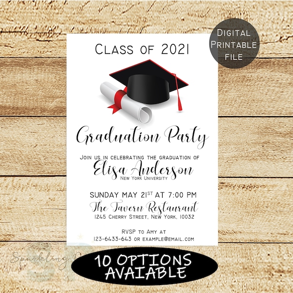 Graduation Invitation, Graduation Card, Graduation Announcement, College Graduation Invitation Template, High School Graduation Invitation