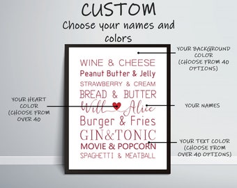 Couple Gift, Food lover, Personalized Wedding Gift, Gift for him, Gift for her, Anniversary Valentine's day Gift,Valentine's Present, bf gf