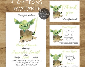 Star Wars Baby Shower Invitation Bundle, Star Wars Diaper Raffle Ticket,Star Wars Book Request ,Star Wars Thank You Card Baby Shower for boy
