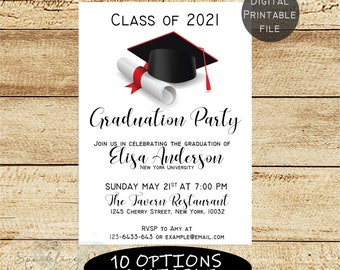 Graduation Invitation, Graduation Card, Graduation Announcement, College Graduation Invitation Template, High School Graduation Invitation