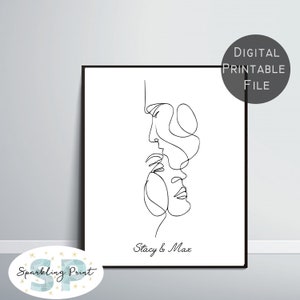 Personalized Couple Illustration, Easter Gift,  Birthday Custom for him her,Engagement,New house Wedding Anniversary girlfriend boyfriend