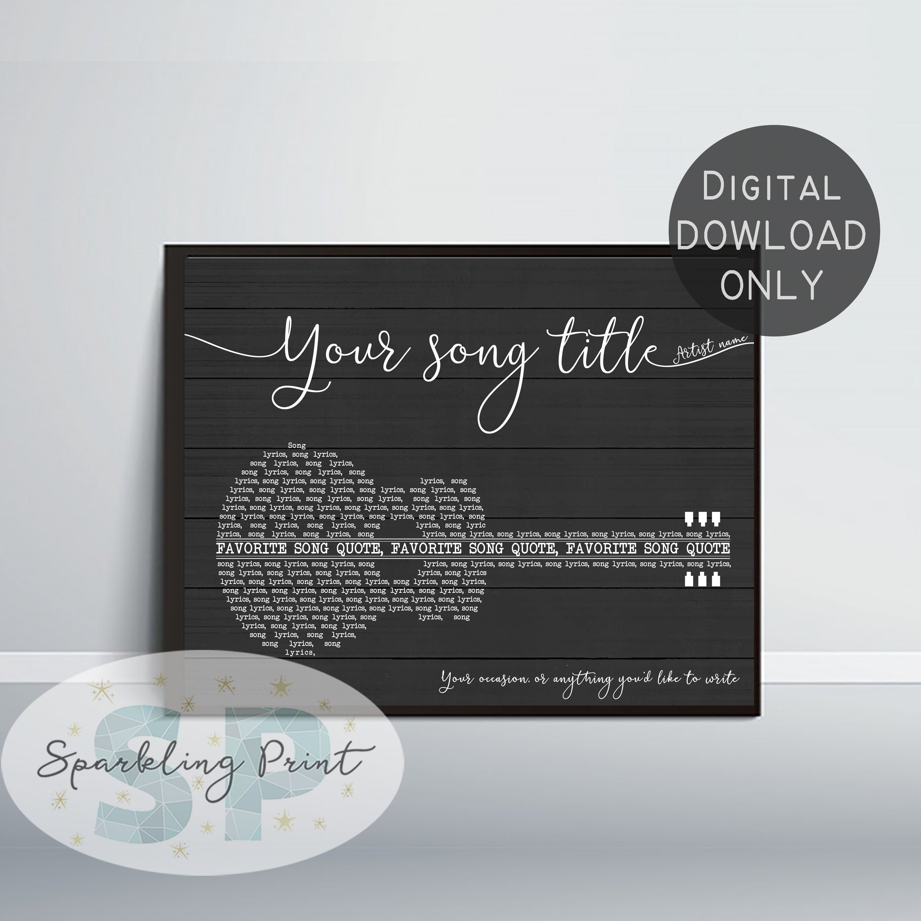 Personalized Song Lyrics Guitar Digital Custom Music Gift Etsy