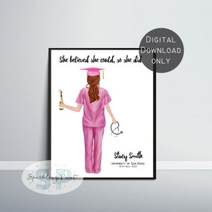 Afstudeercadeau verpleegkundige, gepersonaliseerd afstudeercadeau voor haar, cadeau verpleegkundige, decor verpleegkundige, afstudeerkaart, college afstudeercadeau, uitnodiging