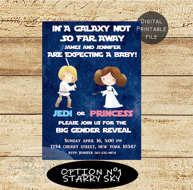 Star Wars Gender Reveal Invite Star Wars Gender Reveal Party Invitation Star Wars Gender Reveal Invitations Star Wars Party Invite