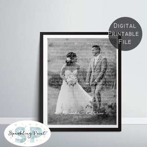 Custom Wedding Song Lyrics from Photo, Personalized First Dance Song, 1st Anniversary Gift for him, Custom Christmas Gift for her, wife gift