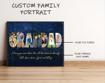 Custom Photo Art Print, Personalized wall Art, Personalized Picture gift, Grandpa Grandfather gift, Grandma Nanna gift, Starry Sky, Galaxy