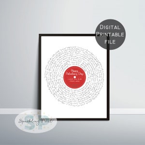 Custom Song Lyrics Print Personalised Vinyl Record Lyrics  wall Art, Anniversary Wedding Song Text Music Lover father&#39;s girfriend boyfriend