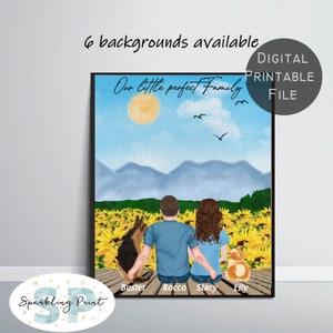 Regalo de novio de cumpleaños personalizado, tarjeta de aniversario personalizada, impresión de retrato de pareja, regalo para él, regalo para ella, arte de pared imprimible