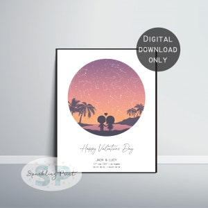 Personnalisé Constellation Cadeau de Saint-Valentin, bf Boyfriend gf Girfriend Personnalisé, Ciel étoilé par date, mariage, cadeau d’anniversaire