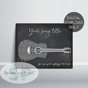 Paroles de chanson personnalisées guitare numérique, musique personnalisée cadeau première danse, art mural mot, pour lui, Saint-Valentin, anniversaire mari père