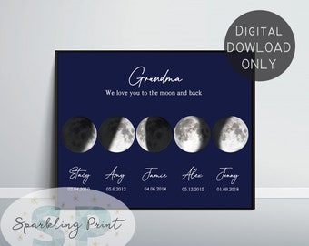 Custom Moon Phase map, Mother's day Mom present, Birthday Gift for Grandma,Father's day gift nana nanna pops mother mom mum mommy ma present